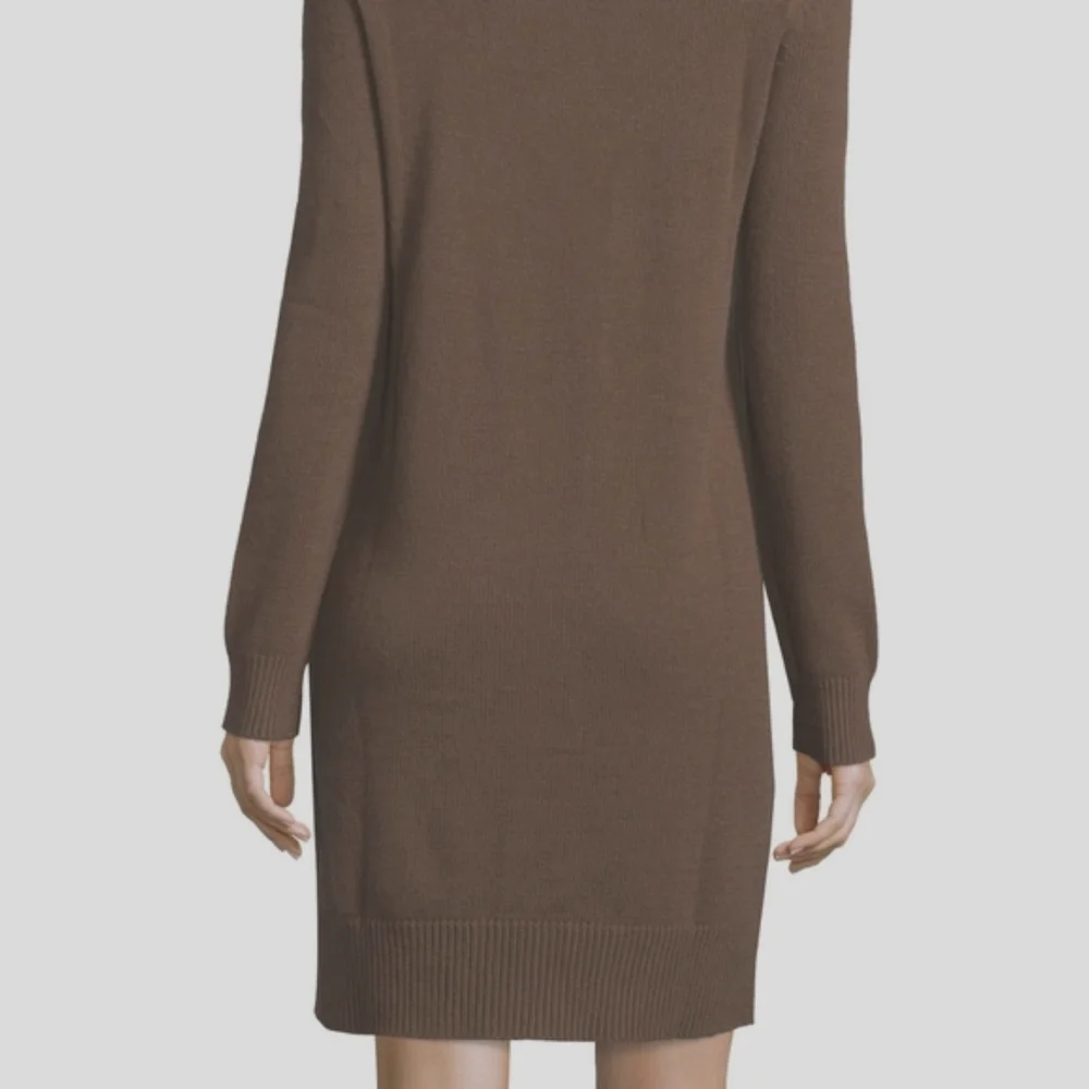 Michael Kors knit sweater mini cashmere chocolate brown dress